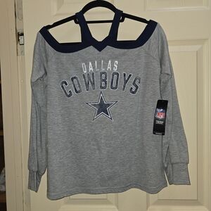 NFL Dallas Cowboys Womens Gray Off The Shoulder Tee